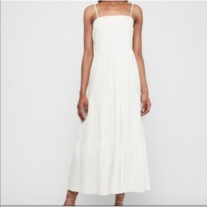 FIRM Express White Tiered Maxi Dress with Tie Straps. XS